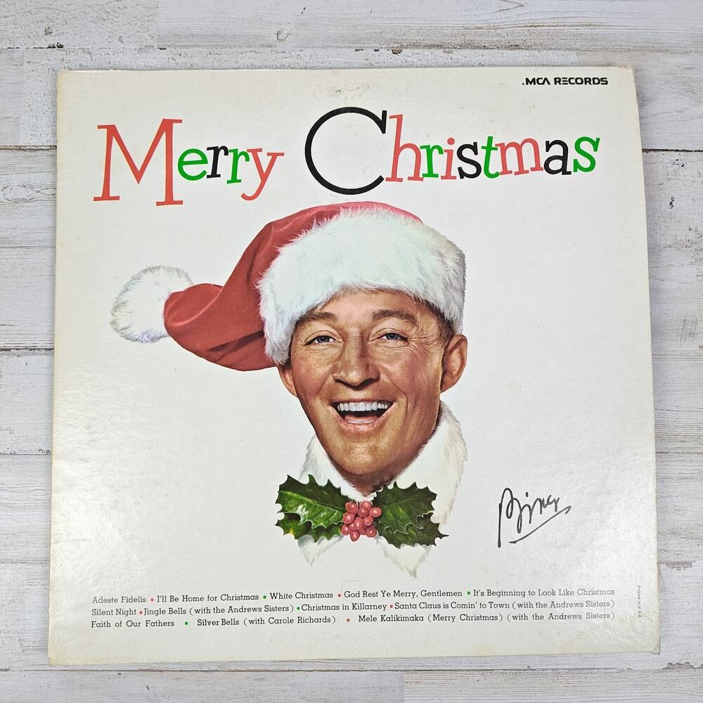 BING CROSBY Merry Christmas 1980 MCA-15024 Vinyl LP Vintage Holiday Record